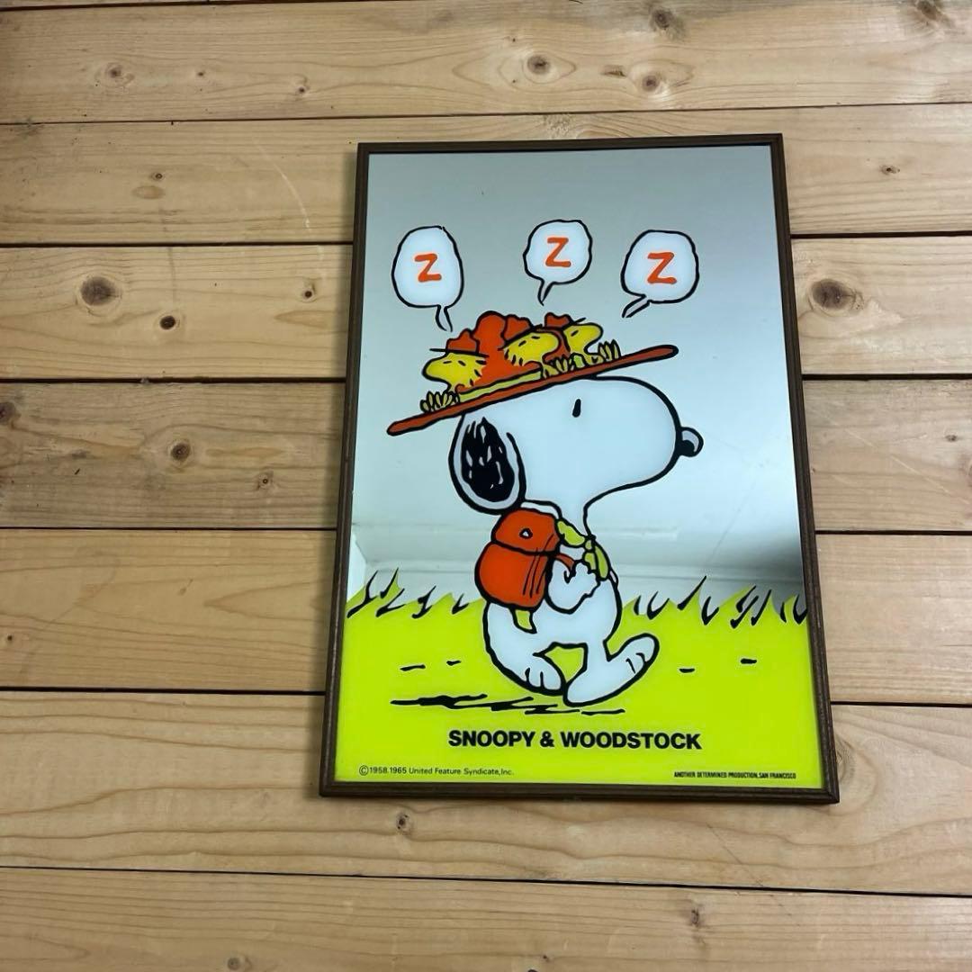 ビンテージ品 古雑貨◾️SNOOPY スヌーピー パブミラー 鏡 インテリア雑貨