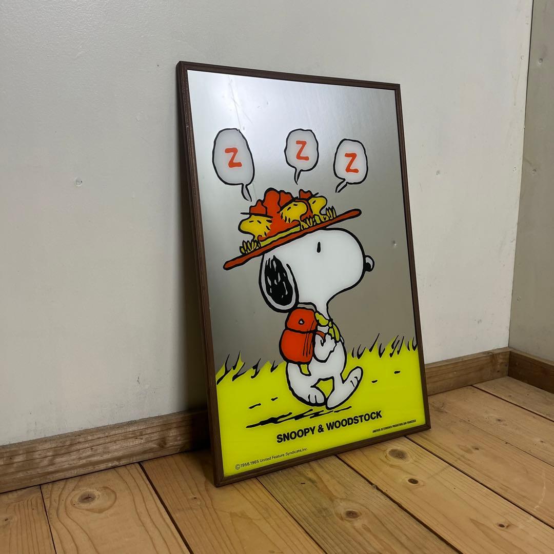 ビンテージ品 古雑貨◾️SNOOPY スヌーピー パブミラー 鏡 インテリア雑貨