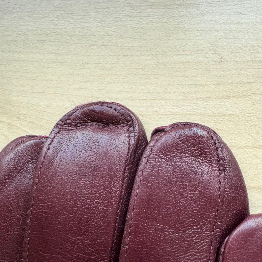 ★新品★ガラグローブ　メンズ　高級レザー手袋　ボルドー　スマホ対応　イタリア製