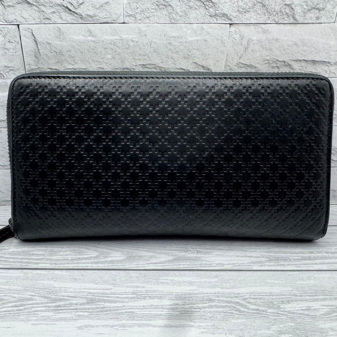 【美品】GUCCI ラウンドファスナー　長財布 ディアマンテ　レザー ブラック