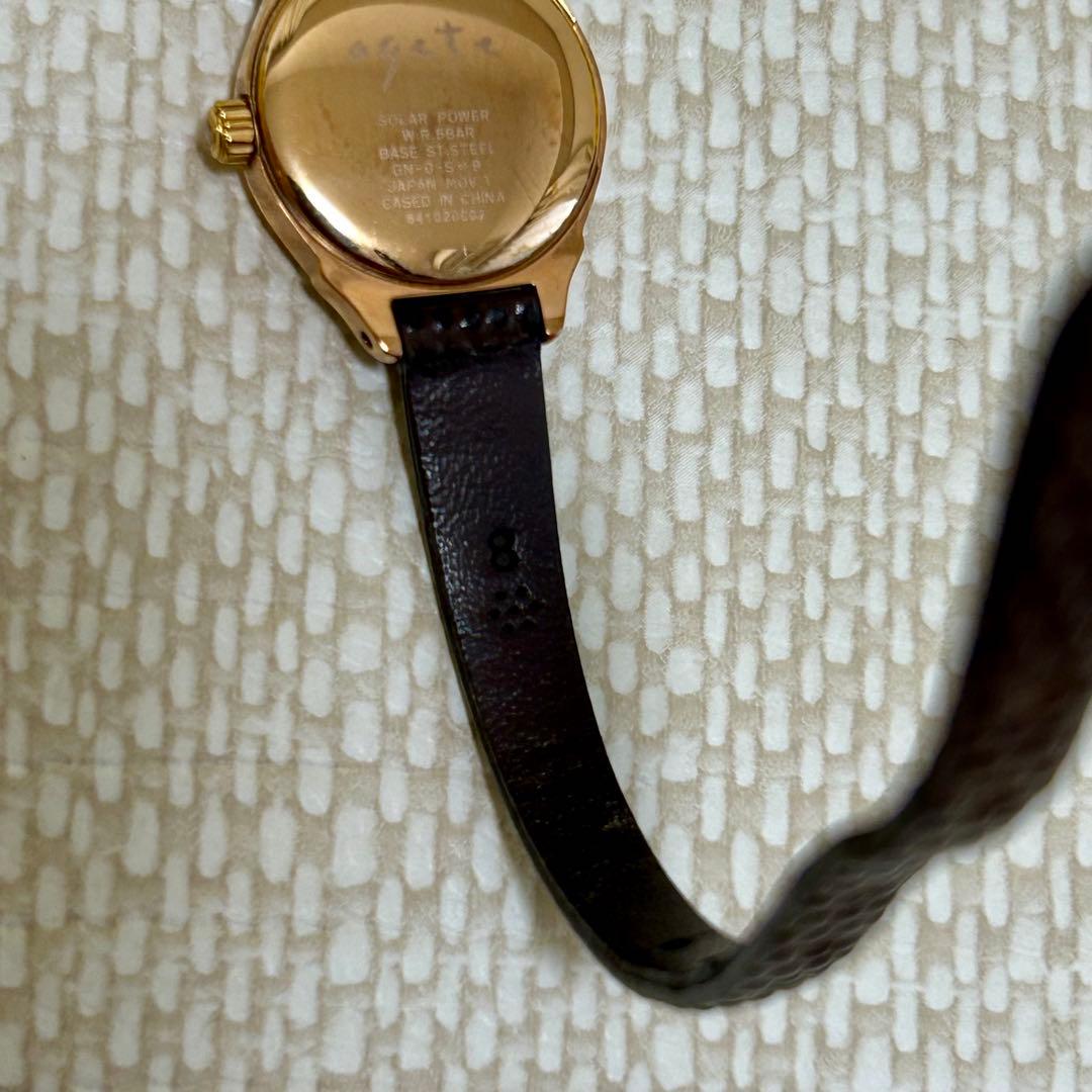 【美品】agete アガット 腕時計 ピンクゴールド ソーラー 正規品