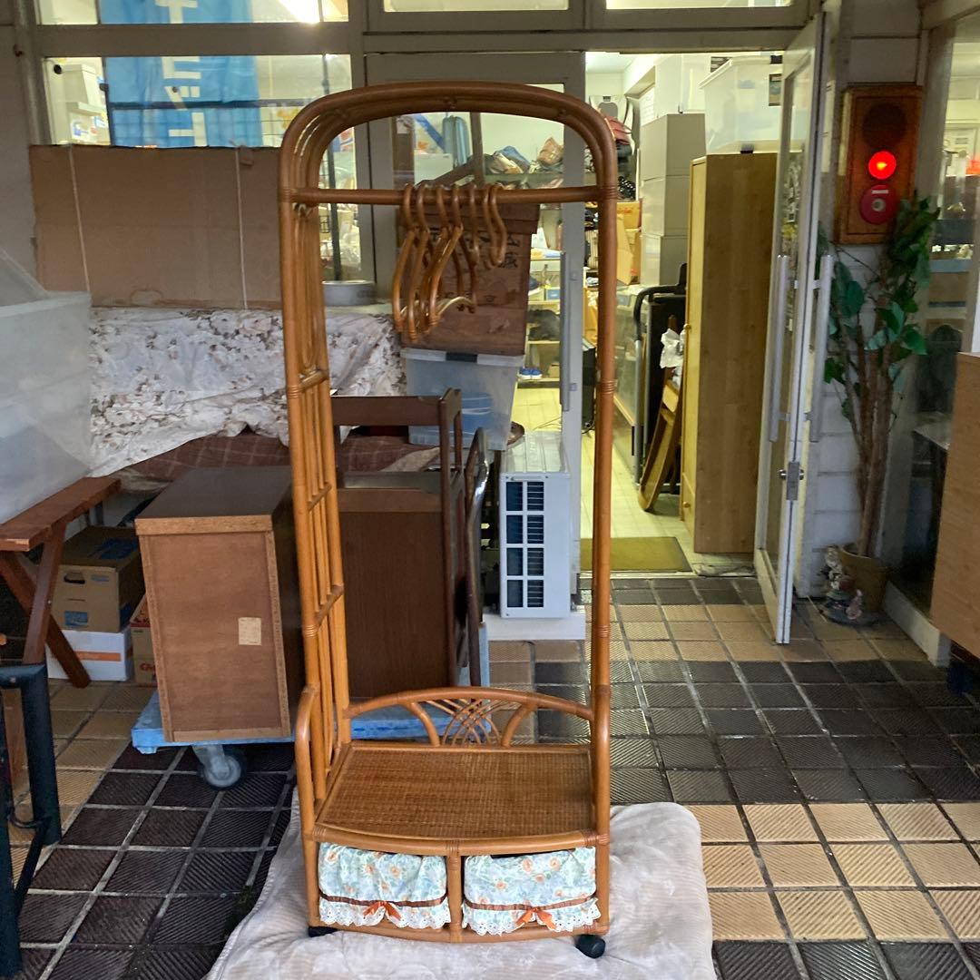 籐 ラタン ハンガーラック チェスト インテリア 昭和レトロ 当時物