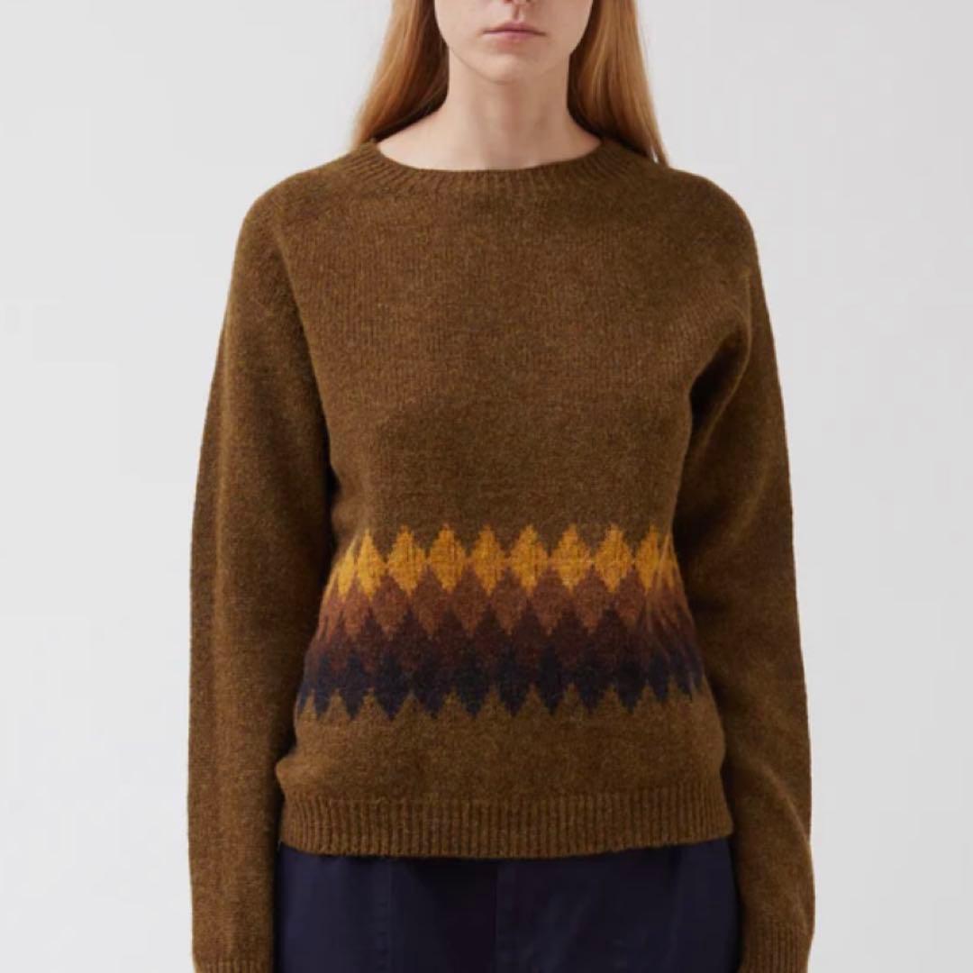 【スコットランド製】マーガレットハウエル　フェアアイル柄ニット　ブラウン　ウール