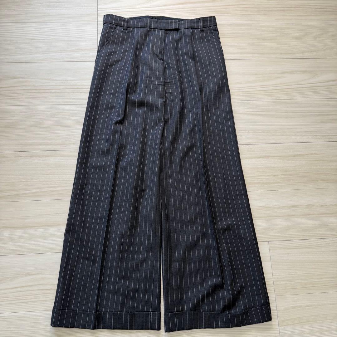 【美品】 ポールスミス ブラック パンツスーツ ストライプ 裏地花柄 総裏 2B