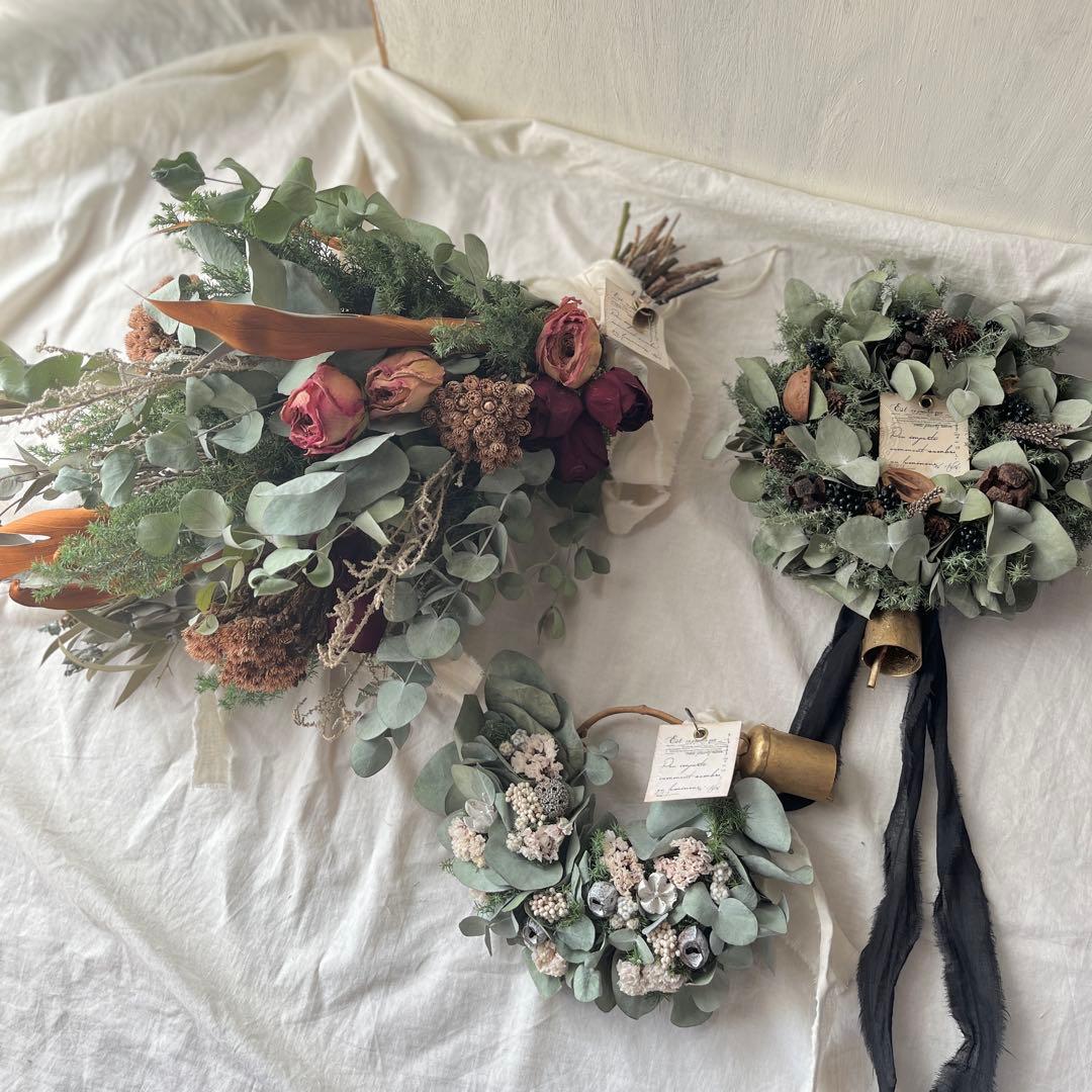 ruka＊ユーカリと針葉樹　黒い森のリース＊№670 他2点