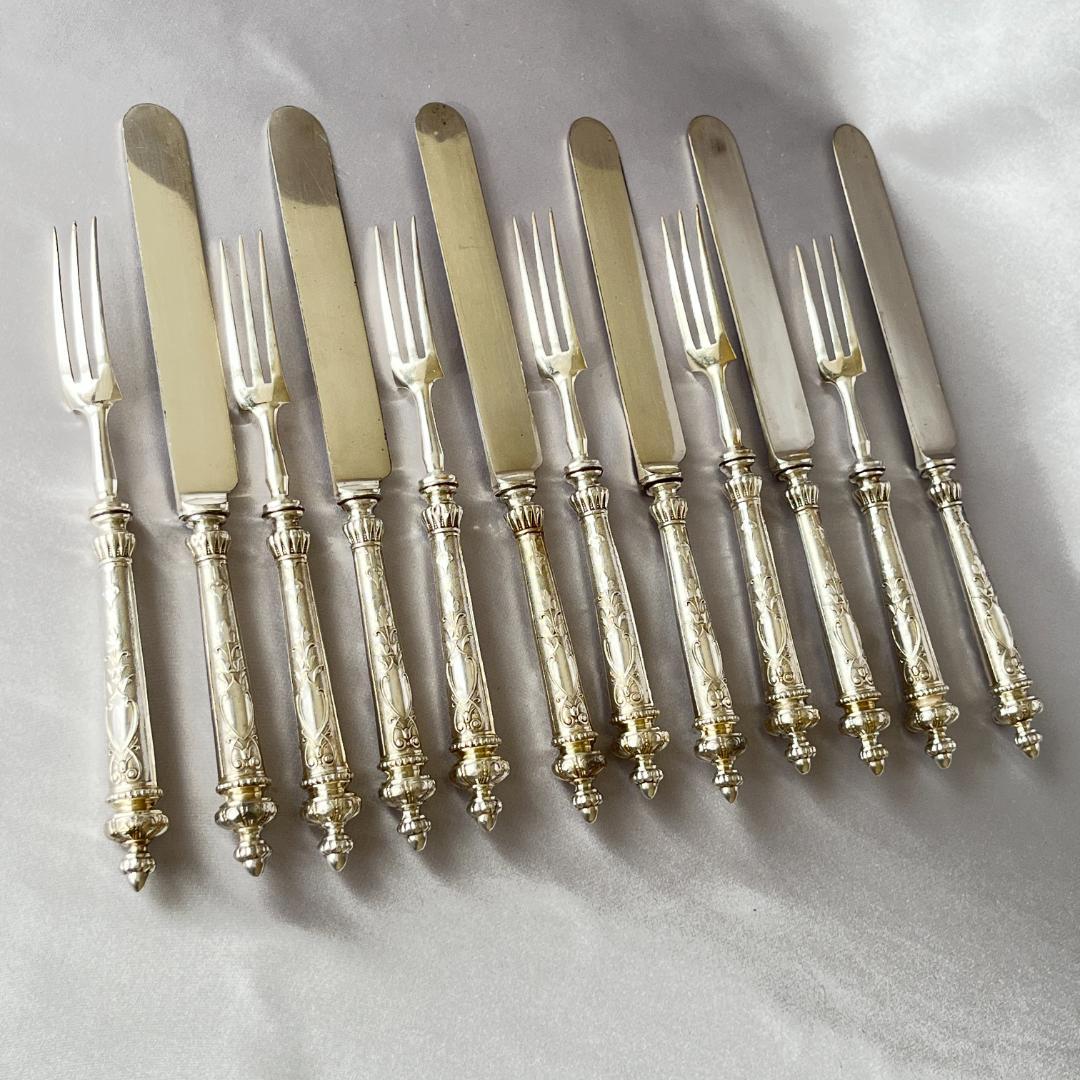 【英国】 デザート/フルーツセット ナイフ/フォーク 12本トレー