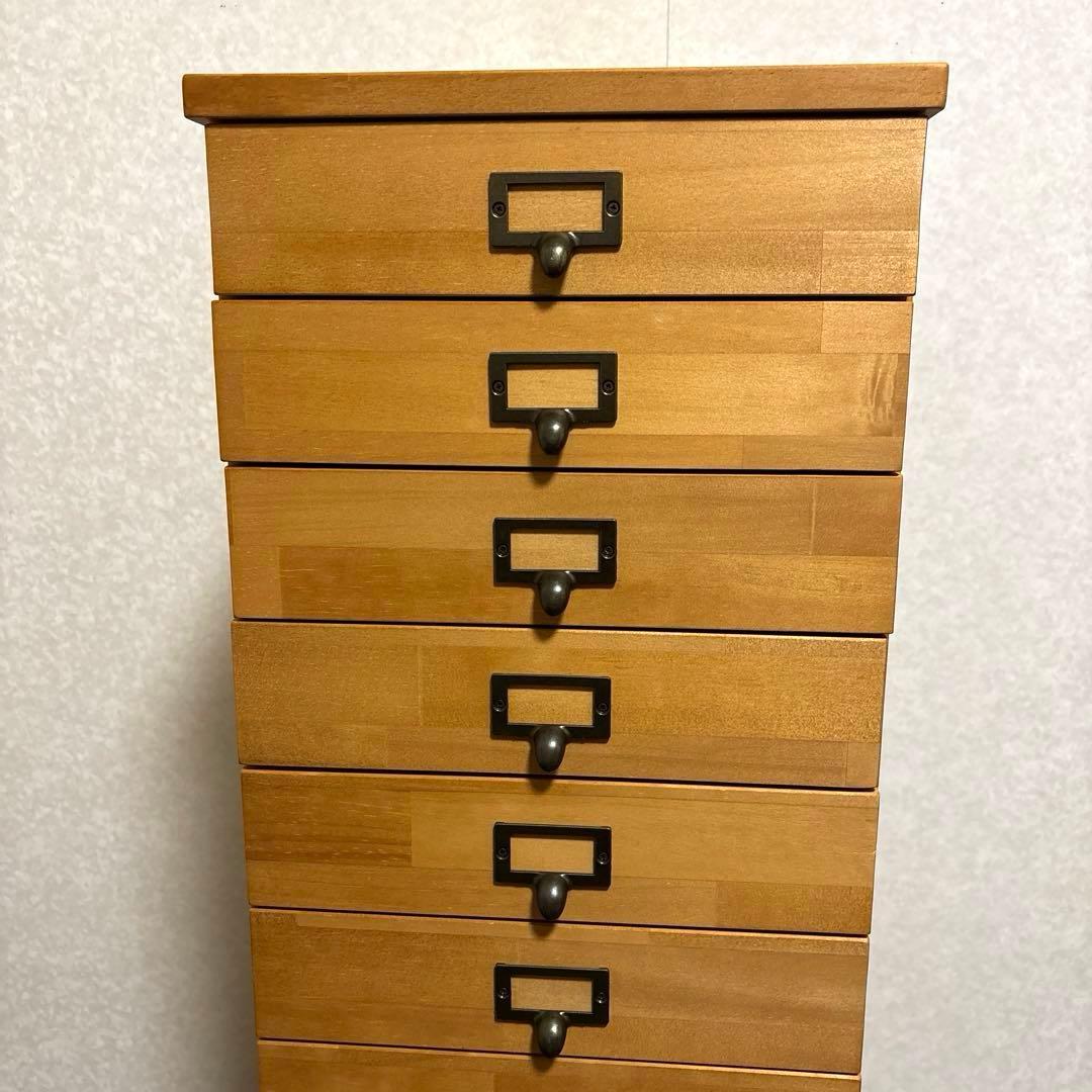 【美品】12段 天然木 チェスト キャスター付き