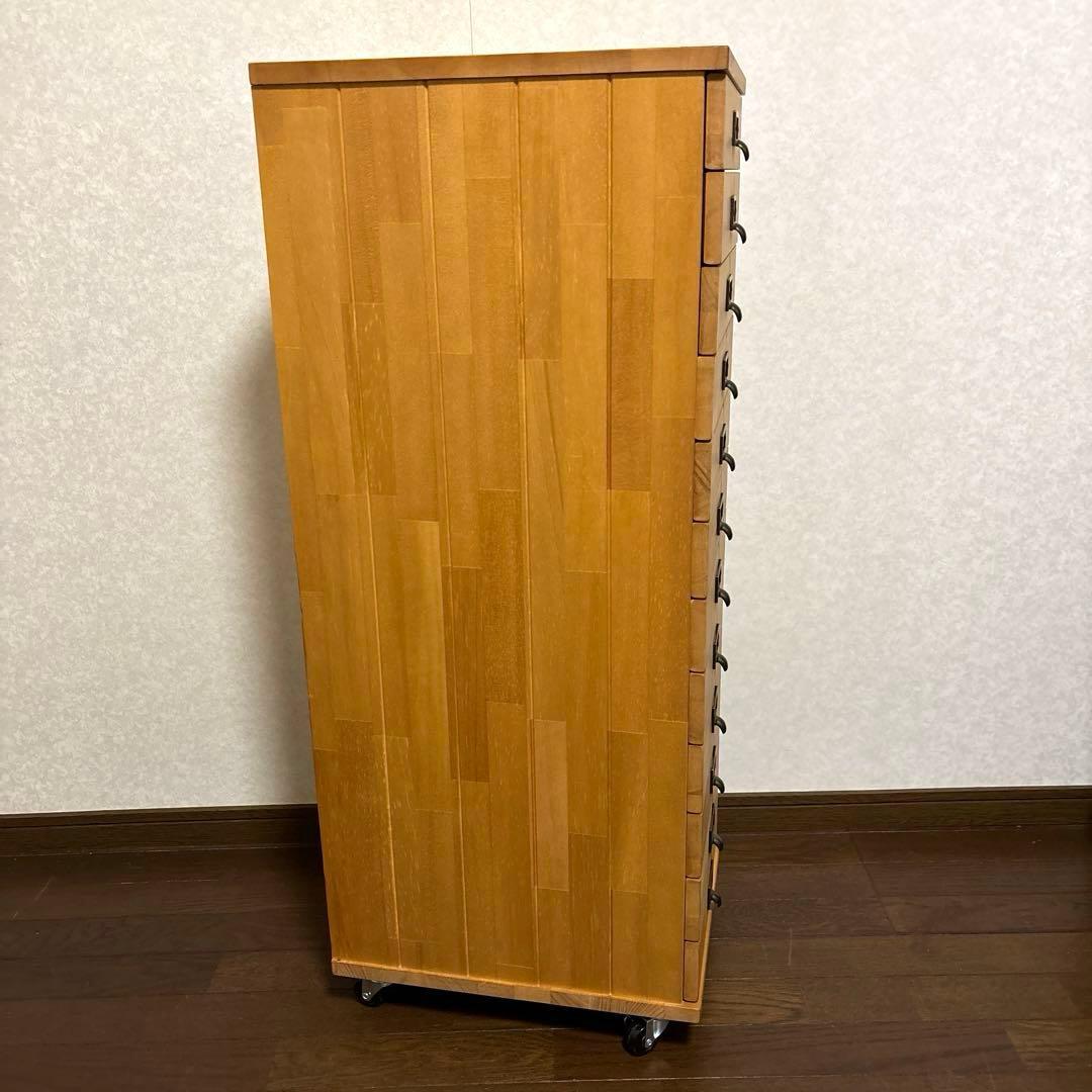 【美品】12段 天然木 チェスト キャスター付き