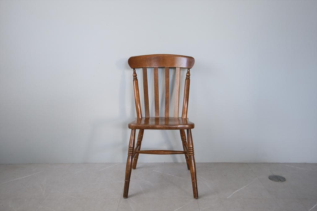 英国アンティーク木製キッチンチェア/ダイニングイス椅子/飾り棚(91-115-2