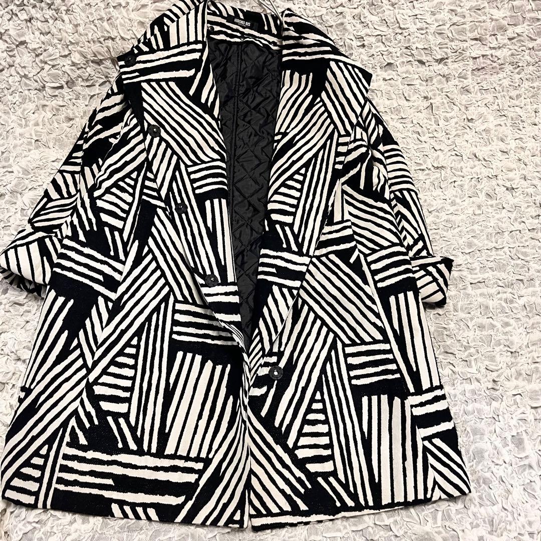 美品【ヒロココシノ ヒロコビス】2way ジャガード 中綿ライナー ロングコート