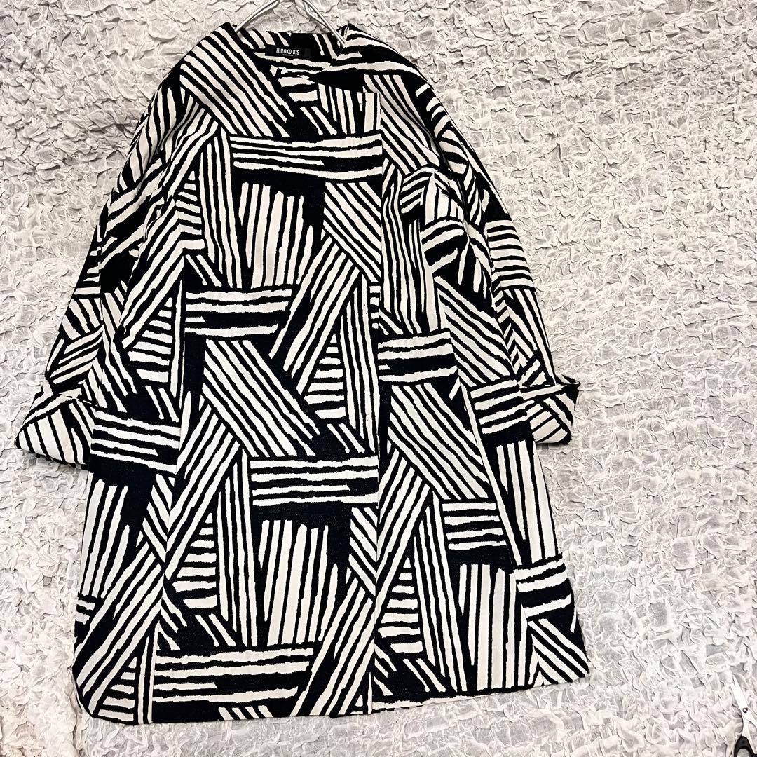 美品【ヒロココシノ ヒロコビス】2way ジャガード 中綿ライナー ロングコート