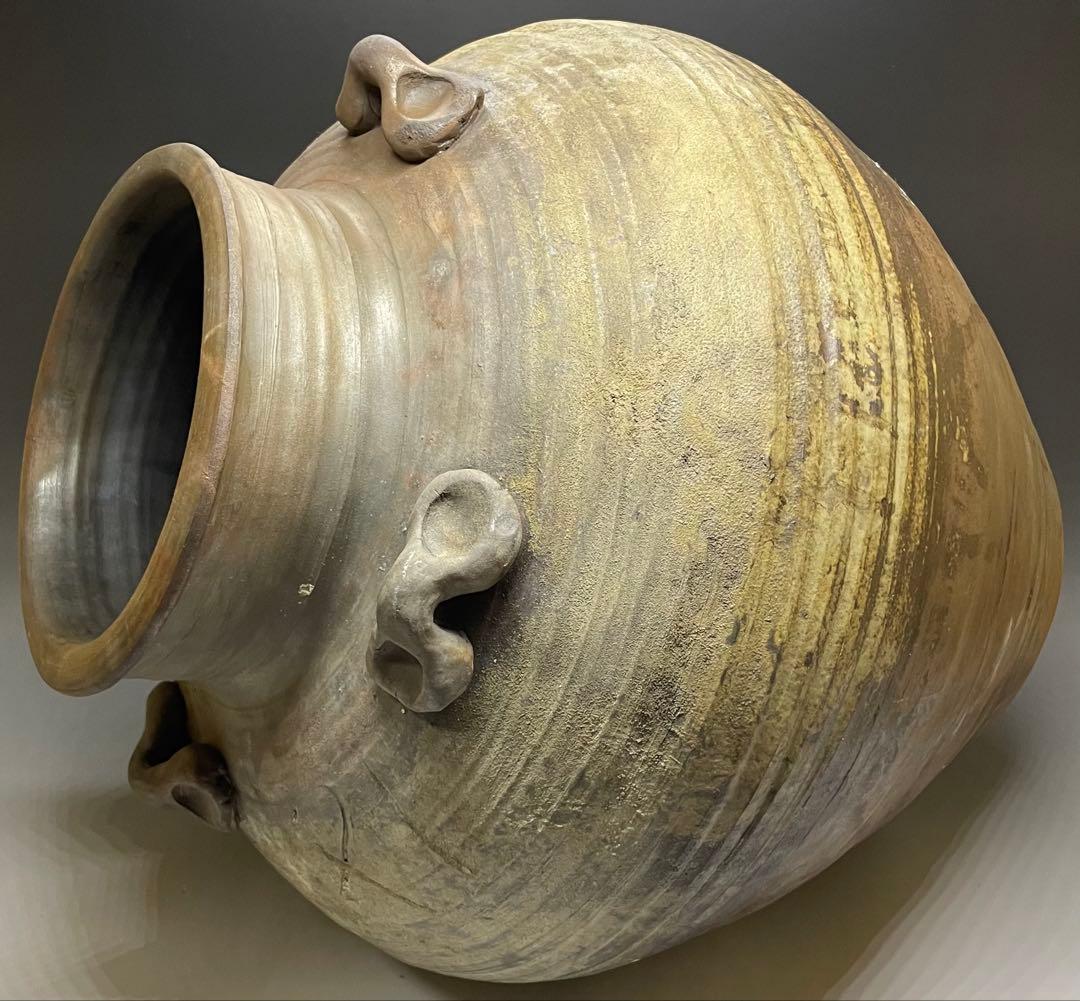 古備前　桃山時代　四耳壺　葉茶壺　大壺　特大　41cm 　f6441