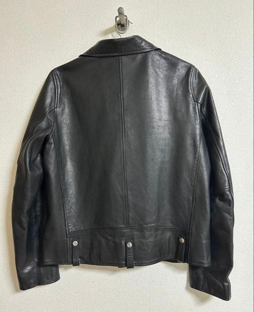 TICCA ブラック レザー ダブル ライダースジャケット