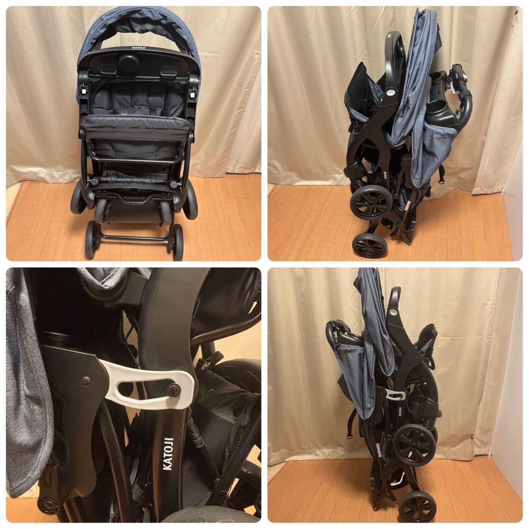 【美品】KATOJI カトージ 二人乗りベビーカー 二人でゴーDX デニム 双子