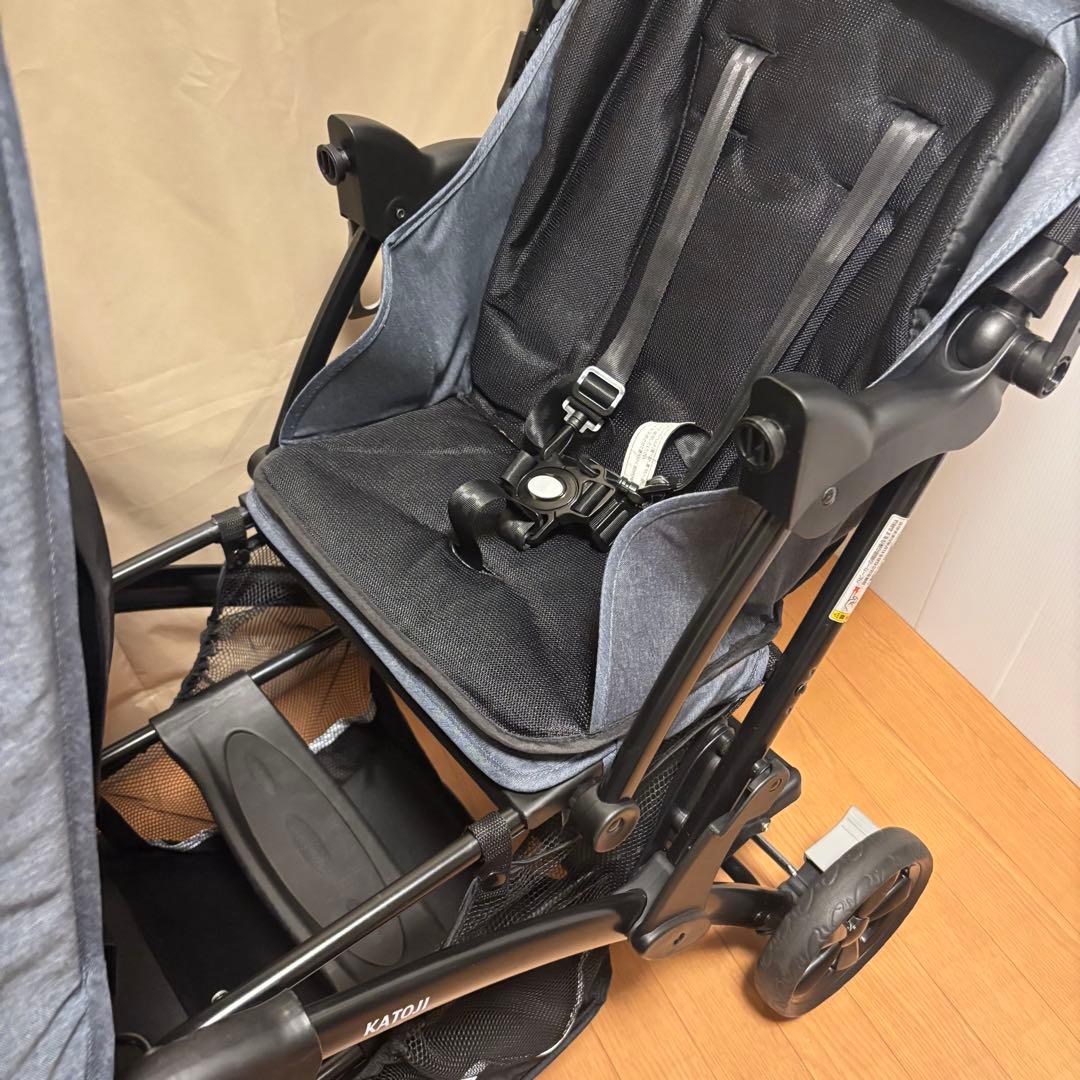 【美品】KATOJI カトージ 二人乗りベビーカー 二人でゴーDX デニム 双子