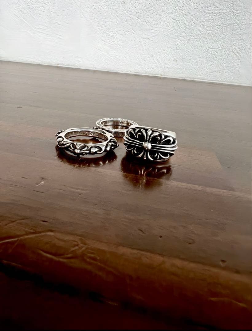 【中古】CHROME HEARTS クロムハーツフローラルクロス リング 9号