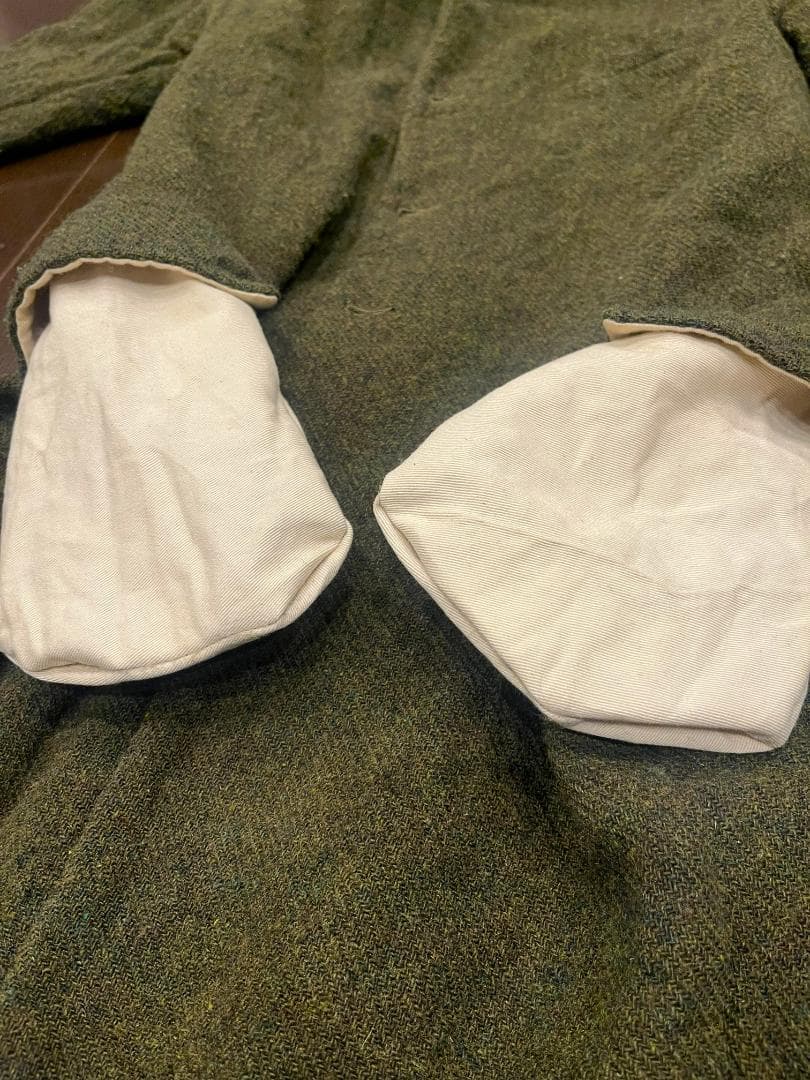 ポールハーデン★初期ロングコートＳ★ツイードモスグリーン　オリーブ