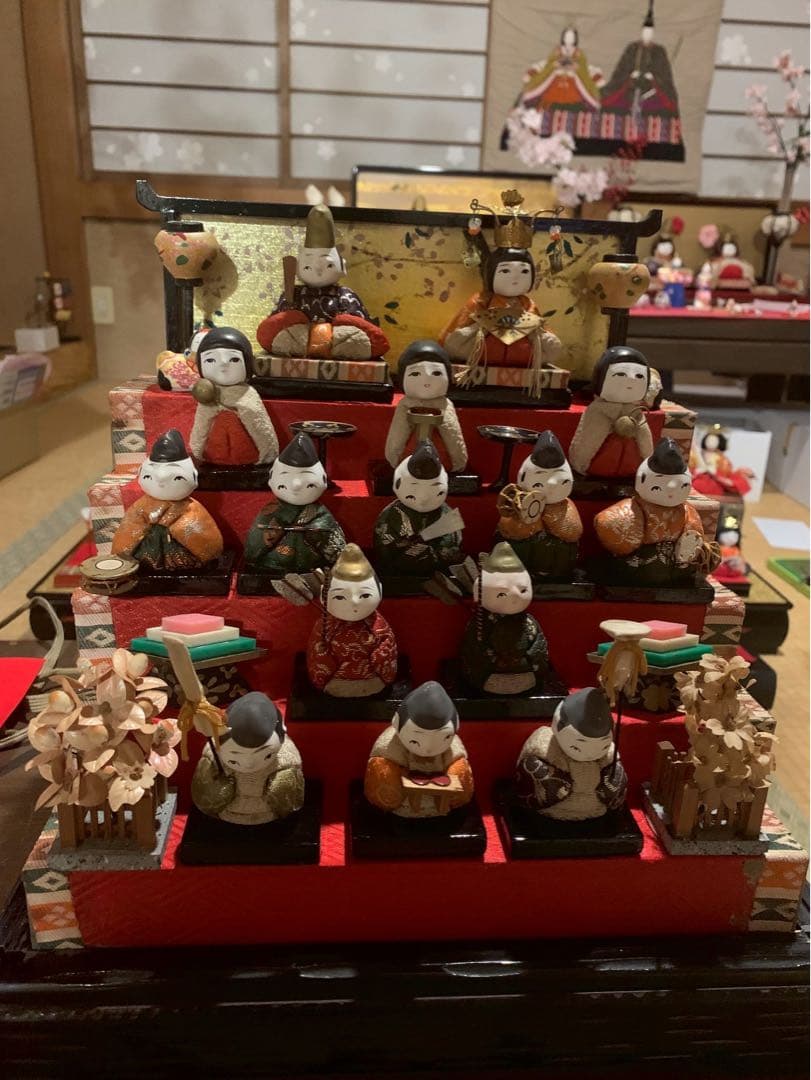 雛人形 ひな祭り 豆雛 伝統的な5段ひな人形セット レア アンティーク 犬筥