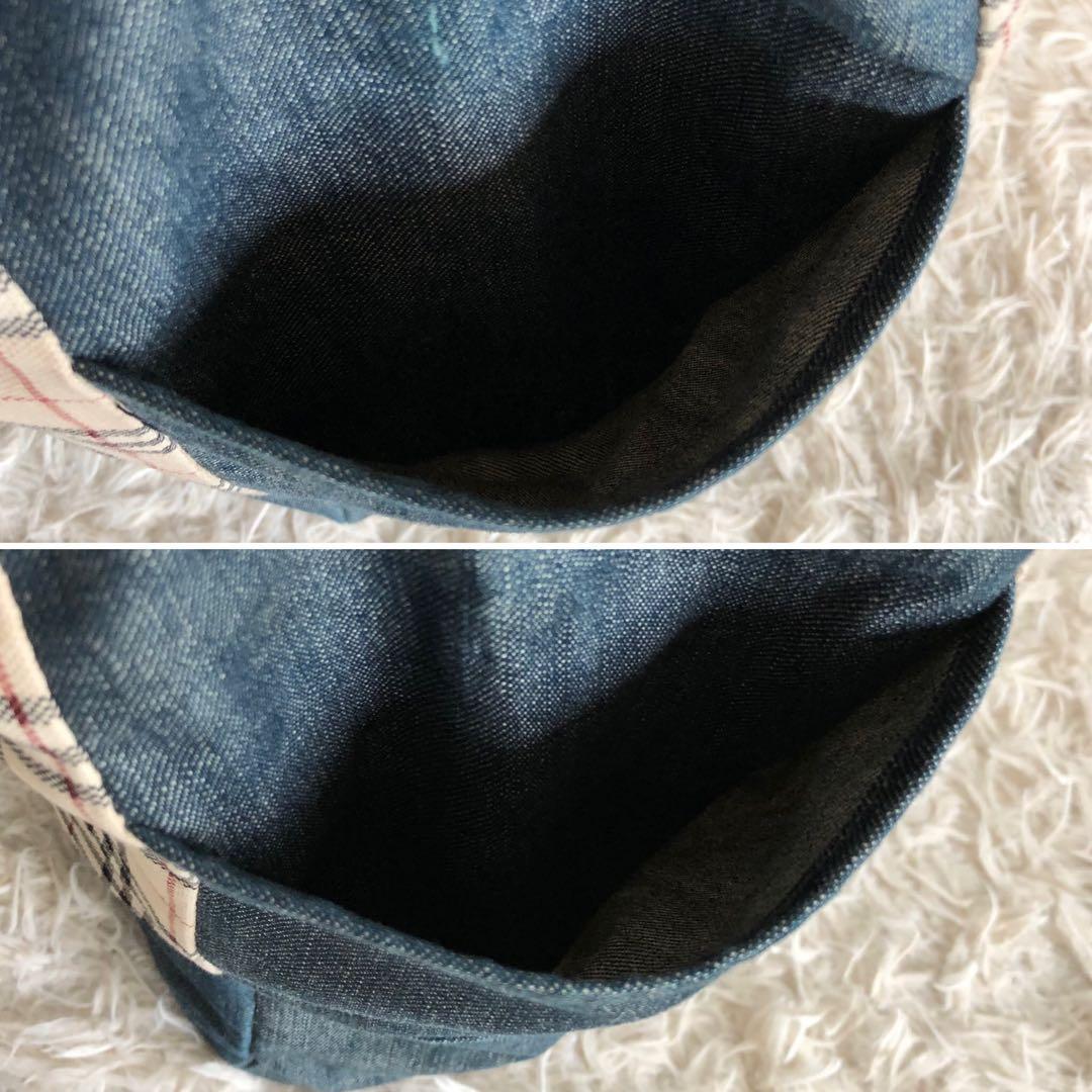 【美品】バーバリーブラックレーベル　トートバッグ　本革　デニム　ノバチェック