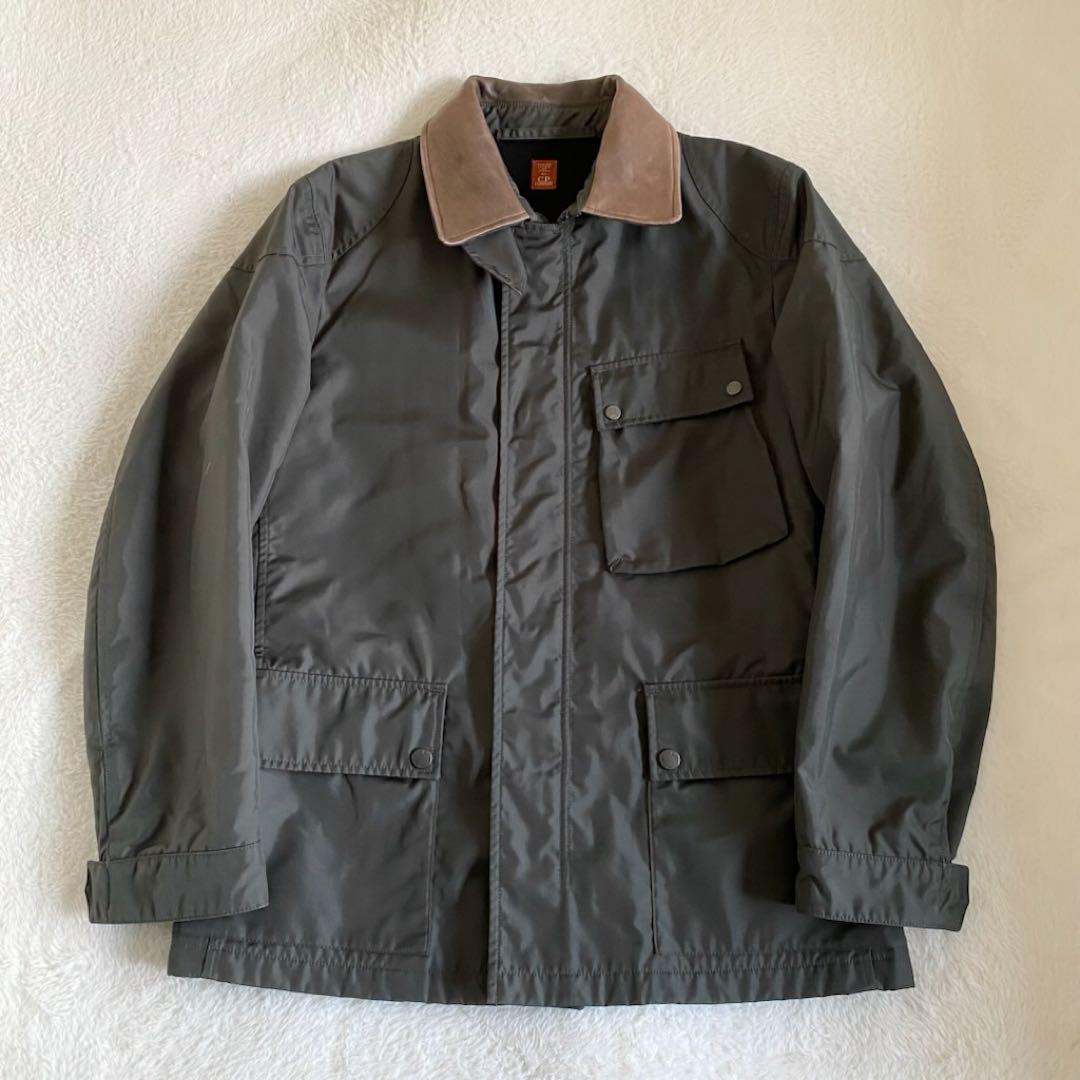 C.P.COMPANY レザー切替ナイロンモーターサイクルジャケット　カーキ　L
