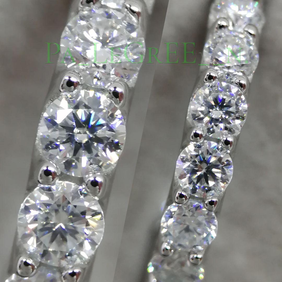 aa0eピアス♪レディース　モアサナイト　フープ　シンプル　S925　プラチナ