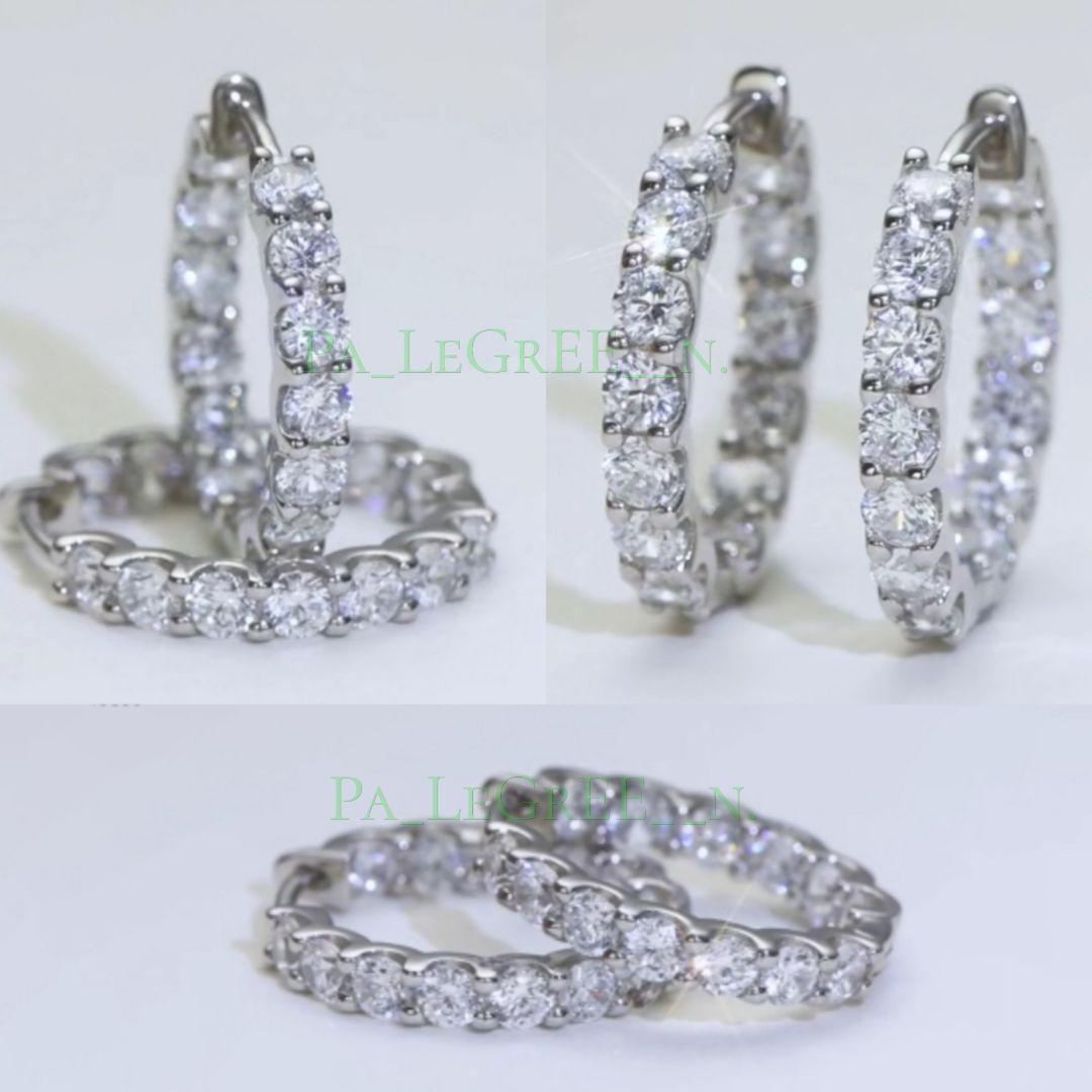 aa0eピアス♪レディース　モアサナイト　フープ　シンプル　S925　プラチナ