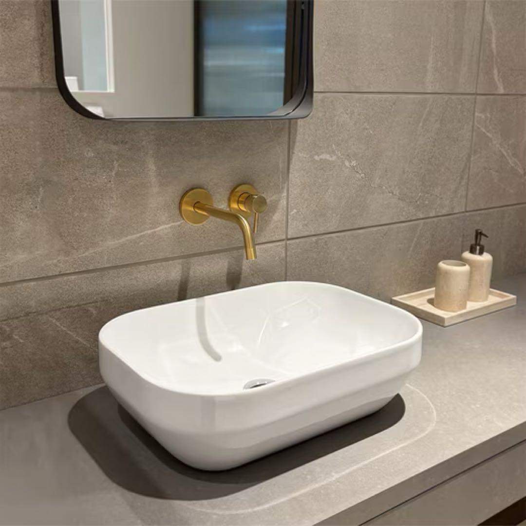 ミラタップ　スティック 壁付混合水栓S ブラッシュドゴールド　サンワカンパニー