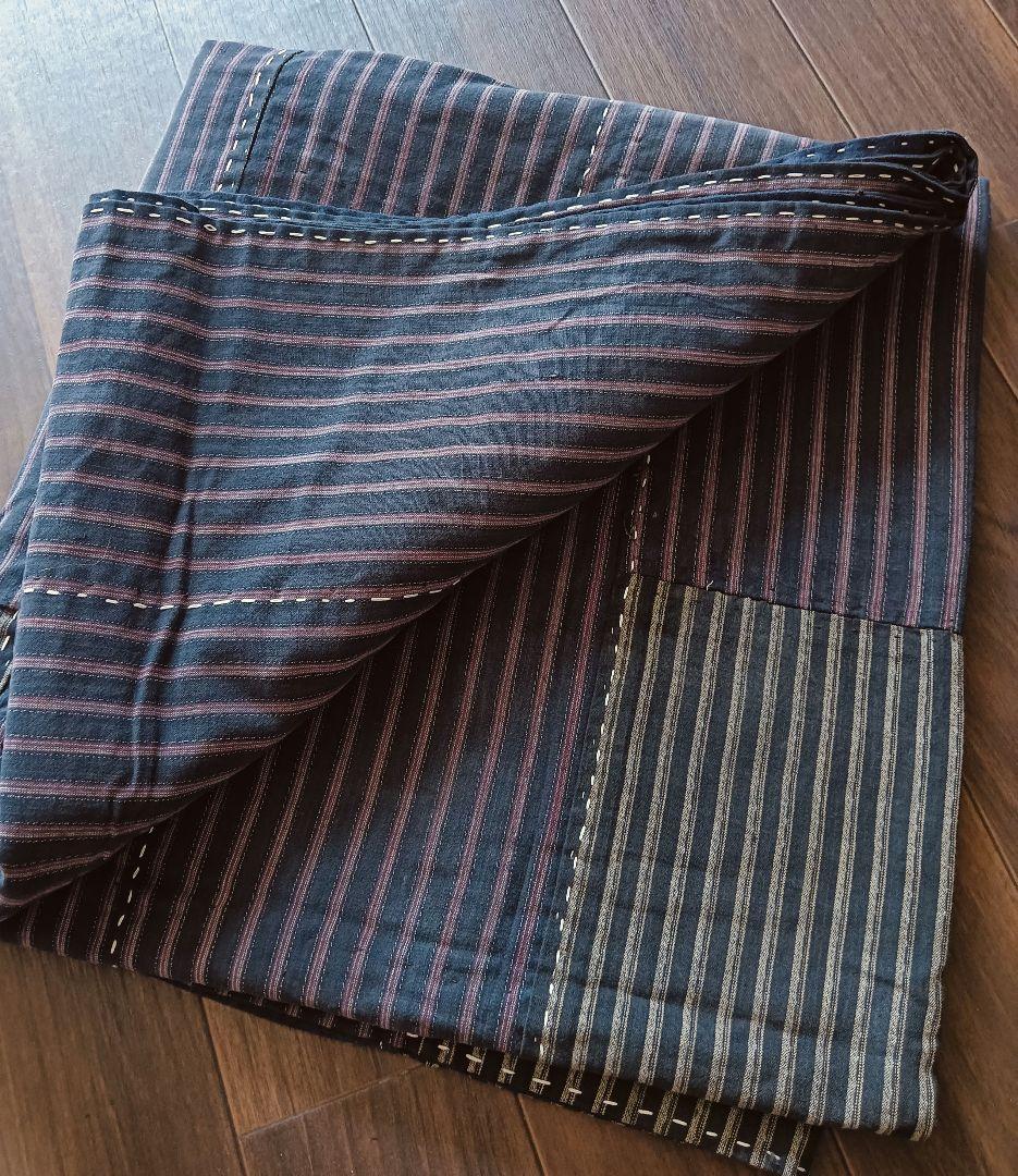 実用可♪白糸粗刺し子の襤褸マルチカバー　boro japan vintage