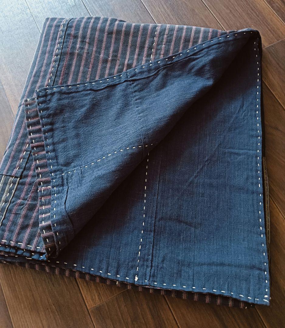 実用可♪白糸粗刺し子の襤褸マルチカバー　boro japan vintage