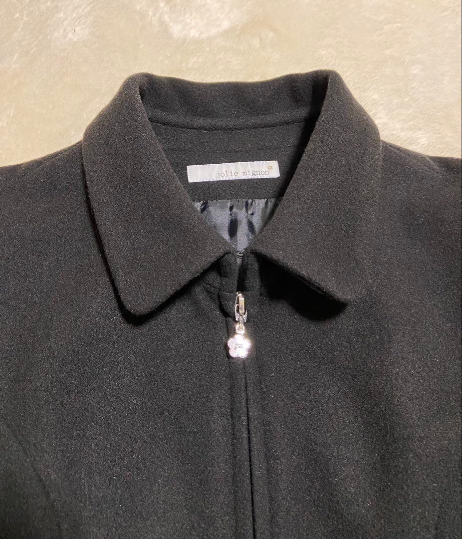 jolie mignonパネルライン襟付きジップアップコート