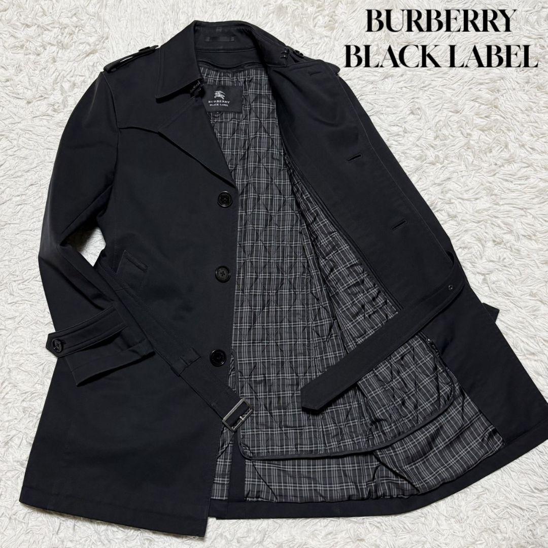 美品 バーバリー ブラックレーベル トレンチコート シングル ライナー付き