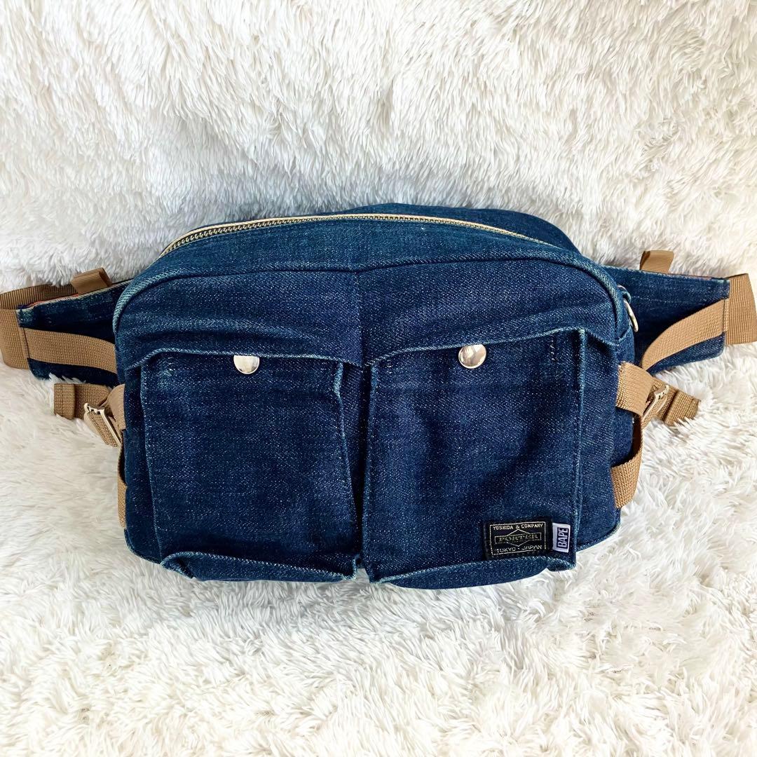 atsu BAPE×PORTER ボディバッグ　デニム　青　リバーシブル