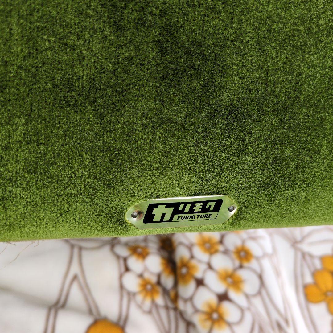 昭和レトロ オールド カリモク グリーン モケット 1人掛け ソファ①ベルベット