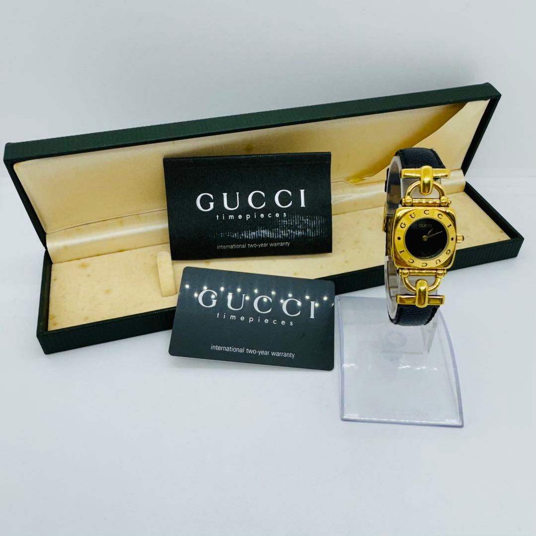 ✨グッチ✨ホースビット✨6300L✨黒/金✨クオーツ✨腕時計✨箱・付属品付き✨