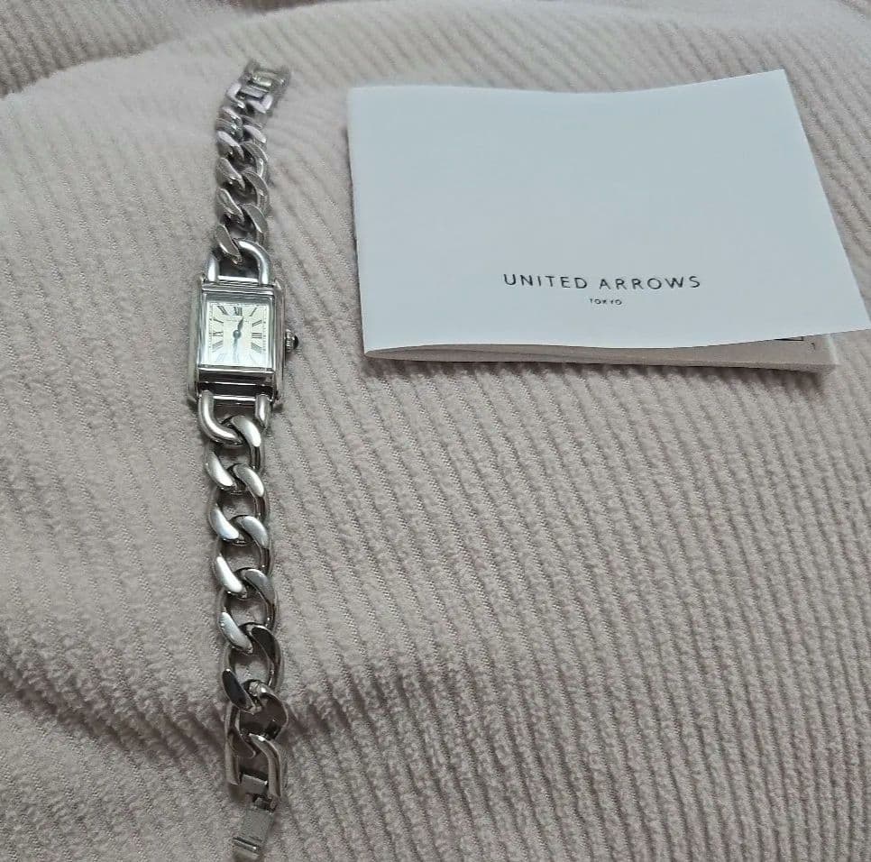 UNITED ARROWS チェーンウォッチ 時計 シルバー スクエア