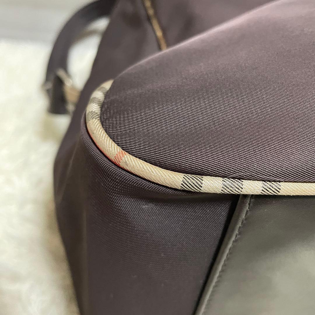 BURBERRY バーバリー ボストンバッグ ナイロン ノバチェック ブラウン