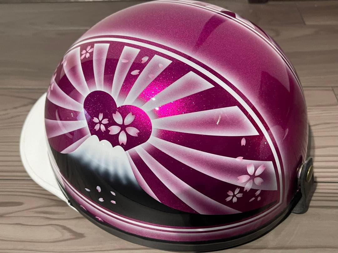 ラメ ハート 富士日章 コルク半 ヘルメット Rady 旭風防 XJR400