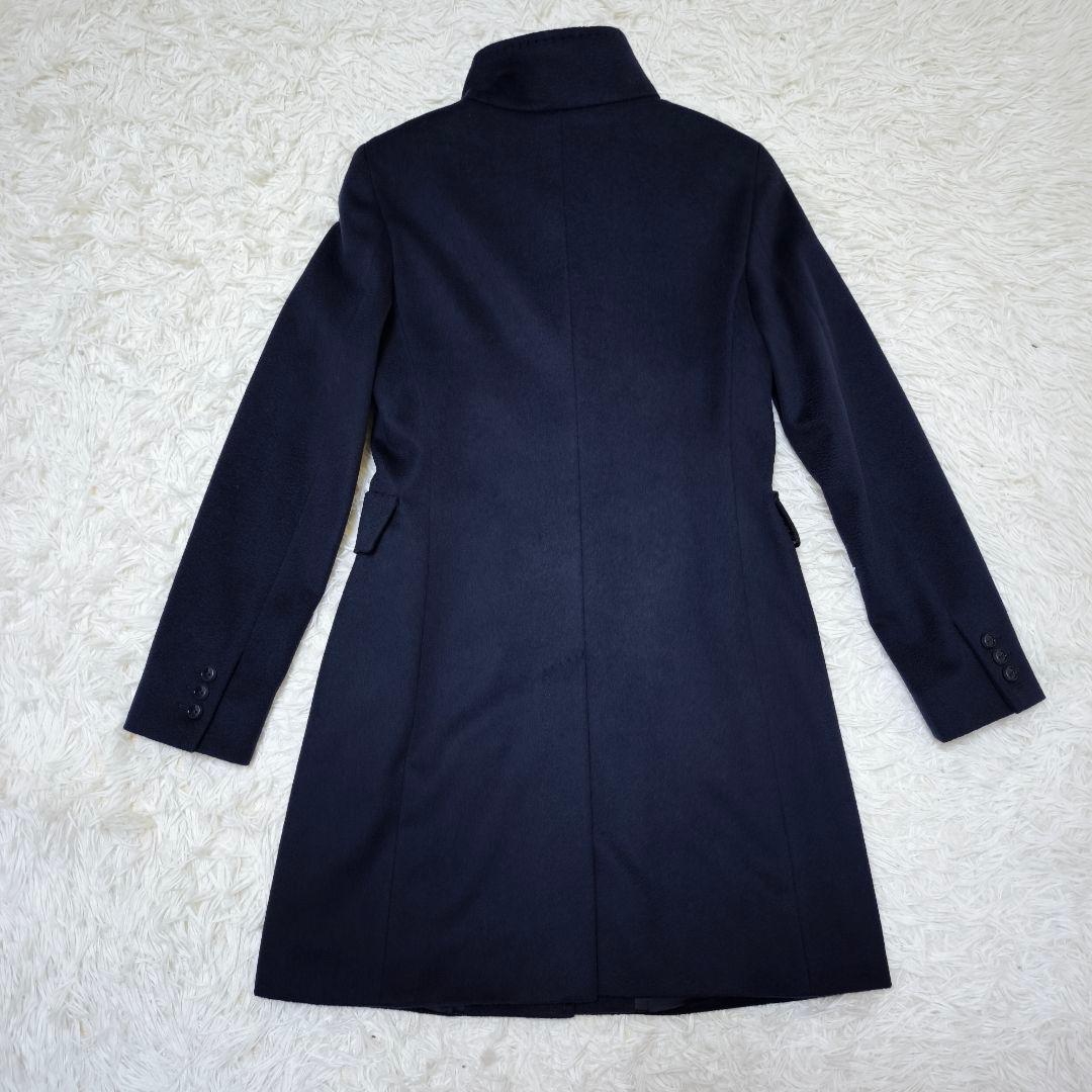 未使用級 マックスマーラ MaxMara ウロコカシミヤタッチ ロングコート黒