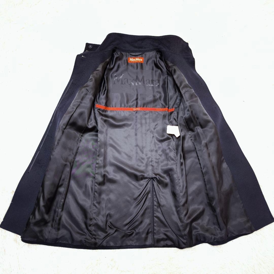 未使用級 マックスマーラ MaxMara ウロコカシミヤタッチ ロングコート黒