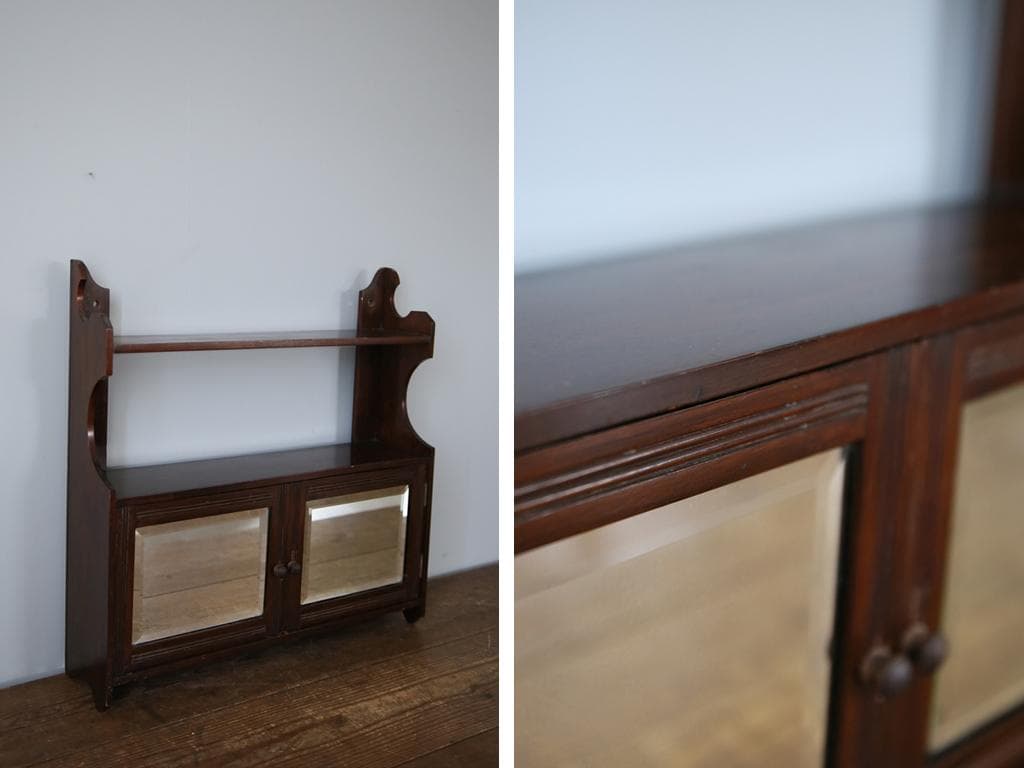 イギリスアンティーク木製ウォールシェルフ/壁掛けラック/飾り棚(91-189)