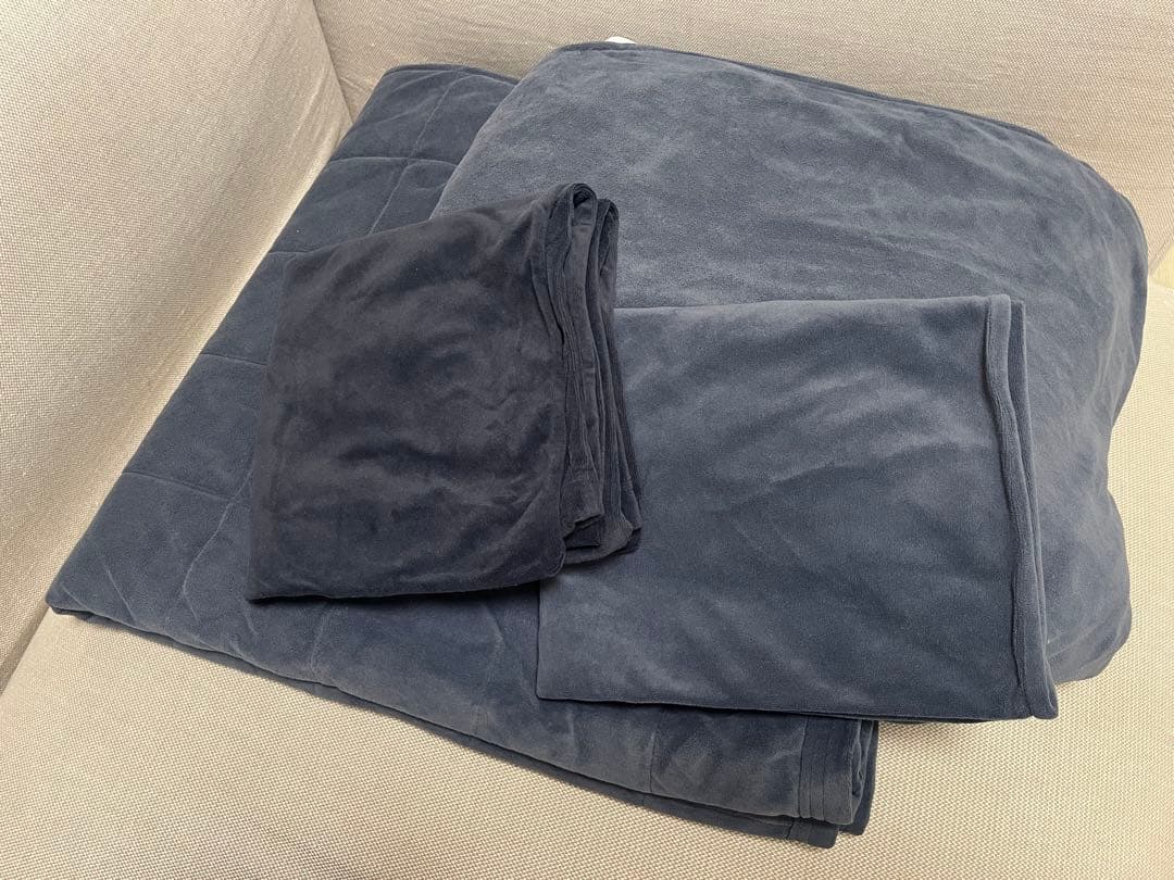 無印良品 敷パッド 掛布団カバー 枕カバー2枚 ダークブルー