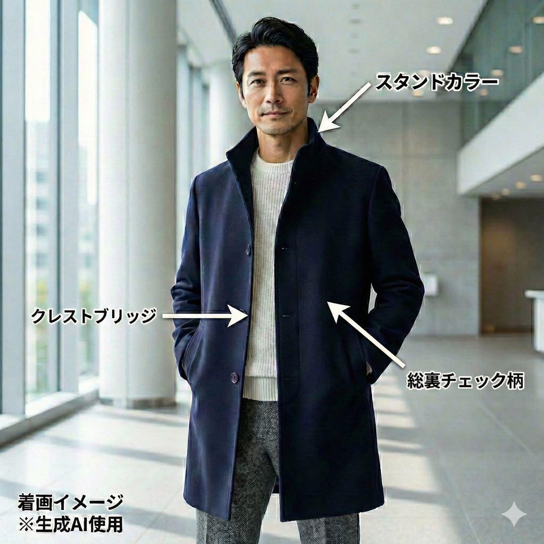 ブラックレーベルクレストブリッジ ウールコート M チェック 紺 三陽商会