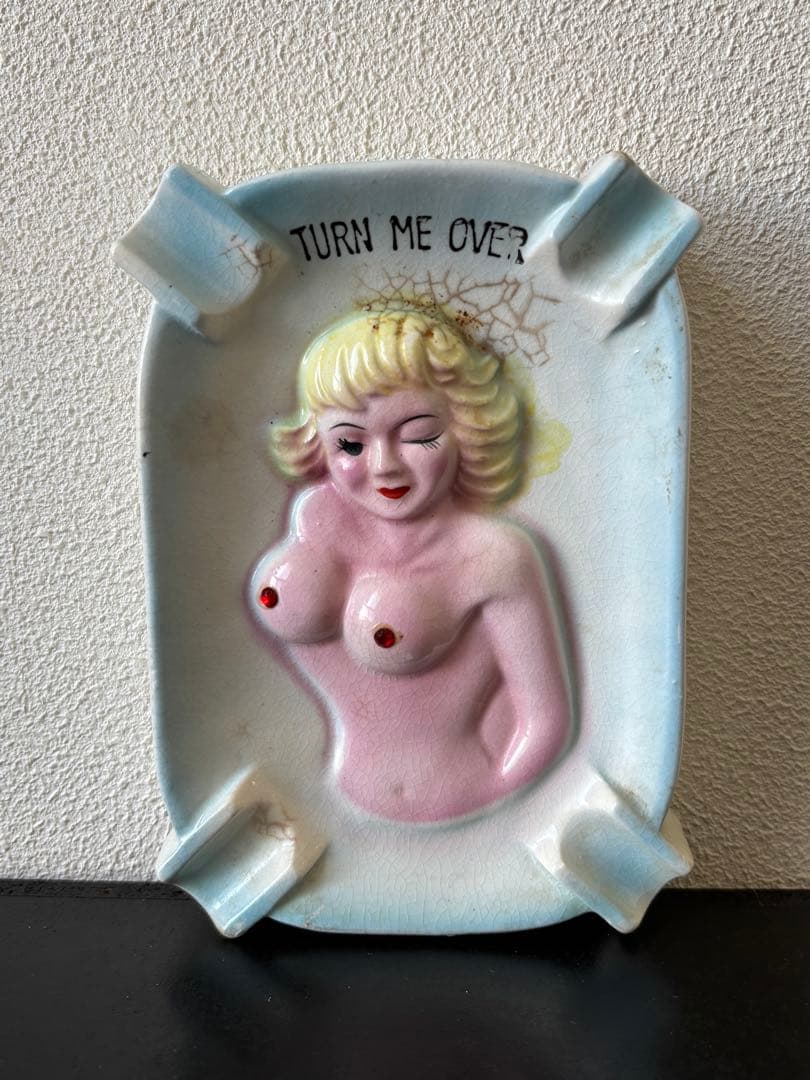 1950s アンティーク　ヌード　ガール　ピンナップ　アシュトレイ　陶器製
