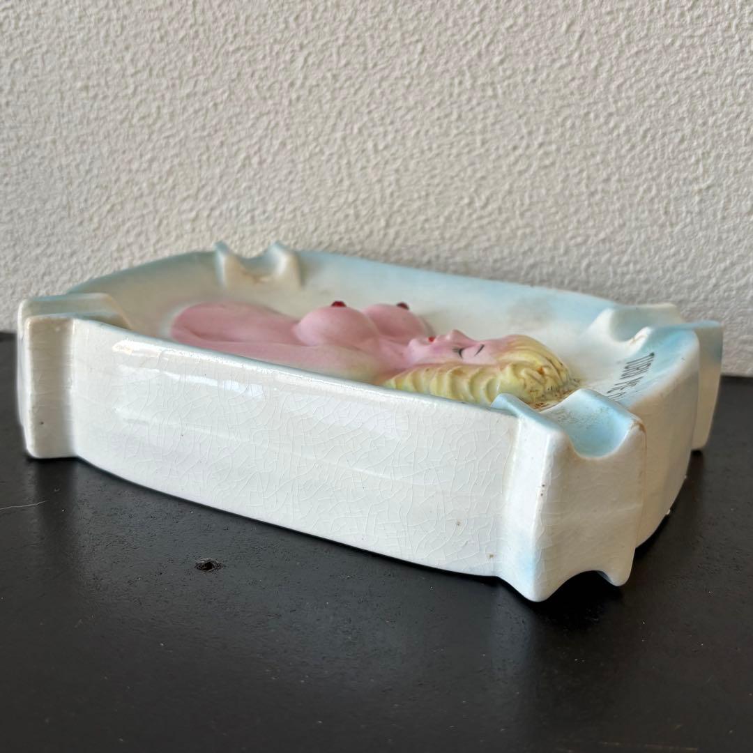 1950s アンティーク　ヌード　ガール　ピンナップ　アシュトレイ　陶器製