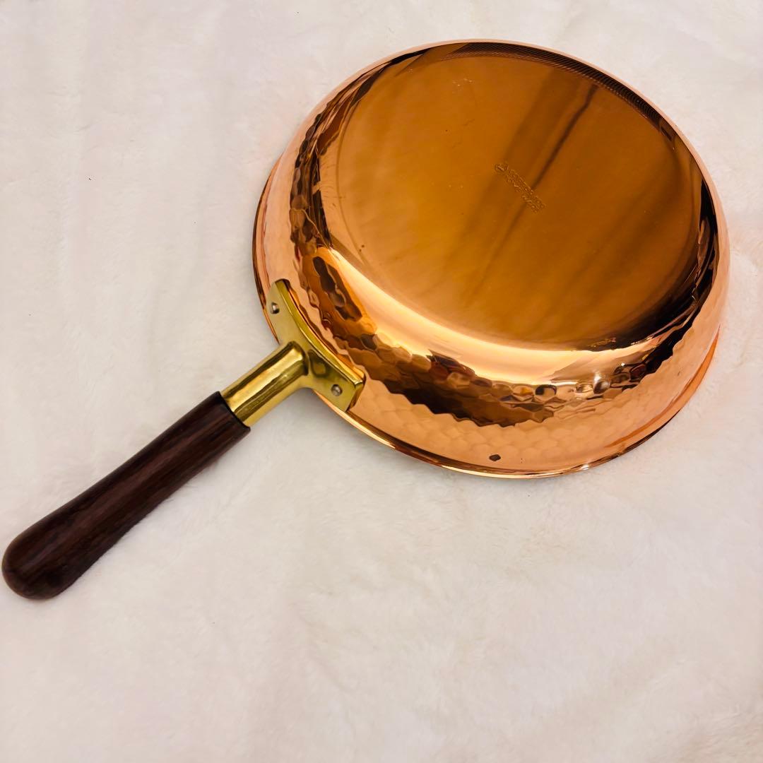 未使用 銅製 フライパン COPPER100  WARE 銅パン 木製柄