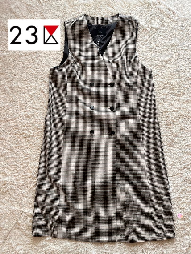 あきさま専用 チェック柄ダブルブレストベスト　ＬＬサイズ