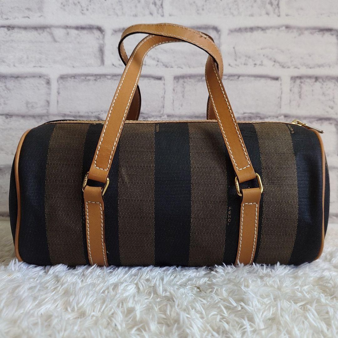 フェンディ ミニ ボストン ペカン柄 FF 型押しロゴ ハンドバッグ 男女兼用