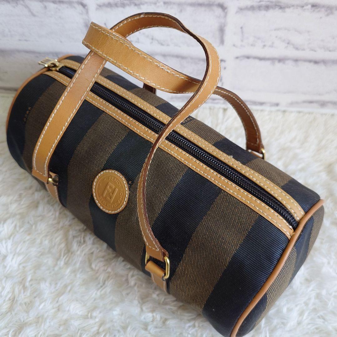 フェンディ ミニ ボストン ペカン柄 FF 型押しロゴ ハンドバッグ 男女兼用