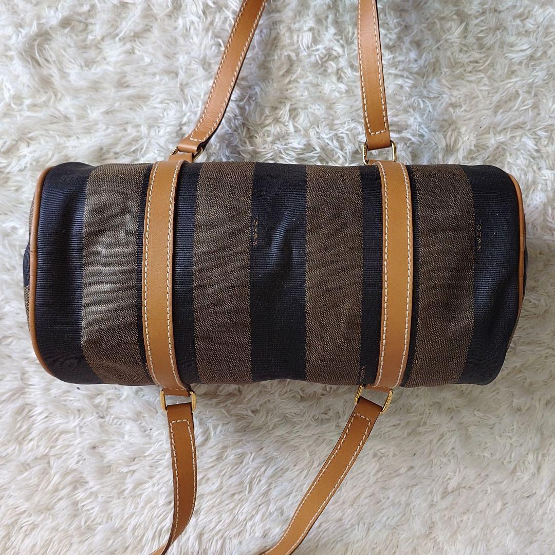 フェンディ ミニ ボストン ペカン柄 FF 型押しロゴ ハンドバッグ 男女兼用