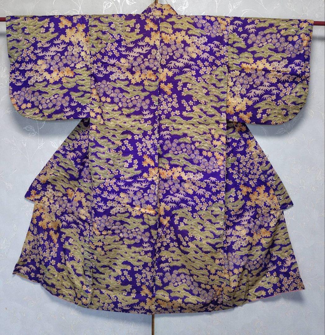 RK526アンティーク子供着物着丈104センチ裄丈52センチ木綿しつけ糸付き